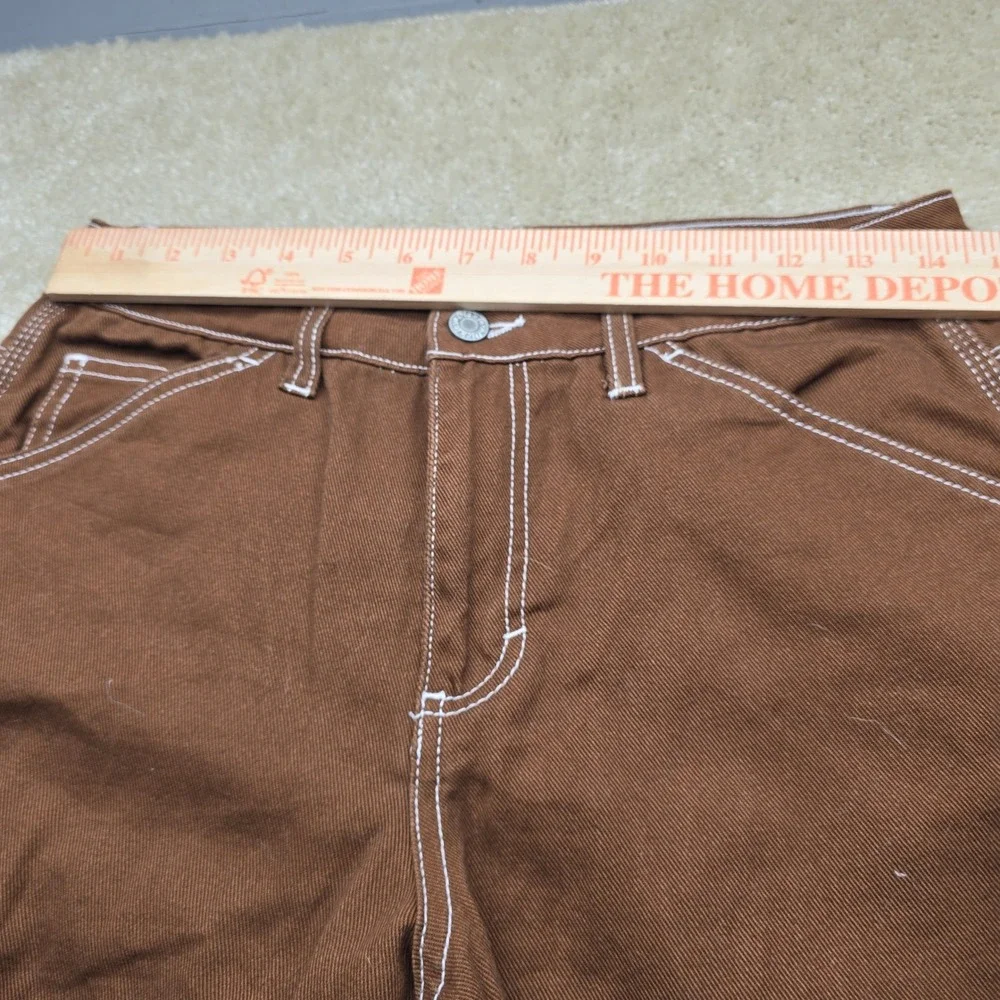 Dickies Brown Carpenter Pants White Contrast Stitch Utility Workwear Size 5/27 - Picture 10 of 11